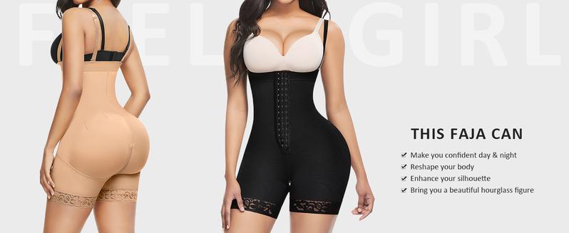 FeelinGirl Zippered Shapewear Tummy Control Butt Lifter  Shorts with Front Zipper and Removable Design Bodysuit BBL Womenswear Underwear Compression Lady Comfort