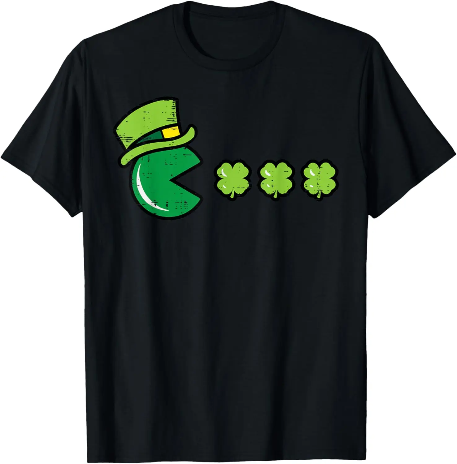 St Patricks Day Eating Shamrock Retro Gamer Men T-Shirt