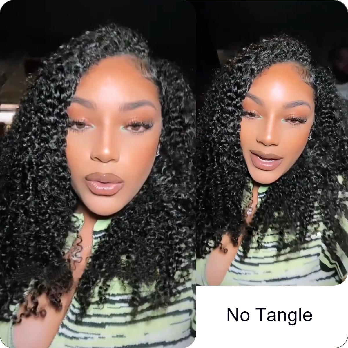 [Wequeen] Upgrade 2x6 4x4 Deep Wavy Kinky Curly Transparent Lace Closure Human Hair #1B Natural Black