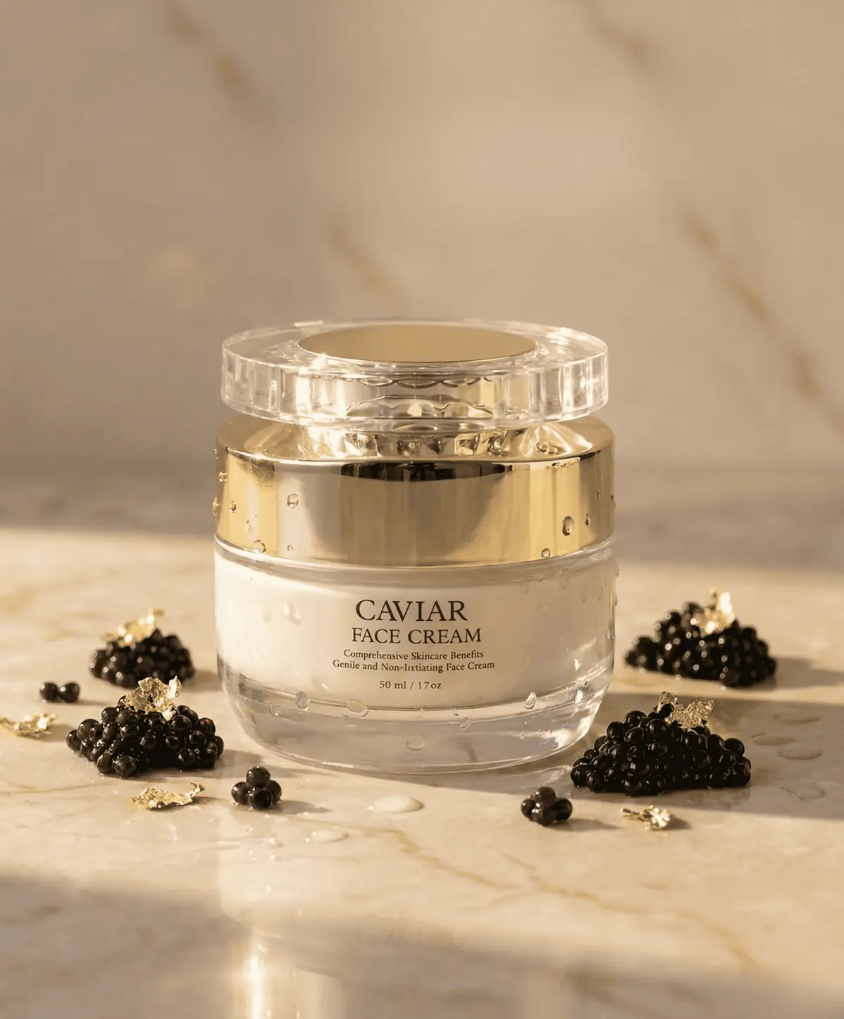Caviar Face & Neck Cream – Anti-Aging Moisturizer with Hyaluronic Acid, Squalane & Niacinamide – Marine Collagen + CoQ10 (Ubiquinone) – Hydrating, Firming & Smoothing for All Skin Types