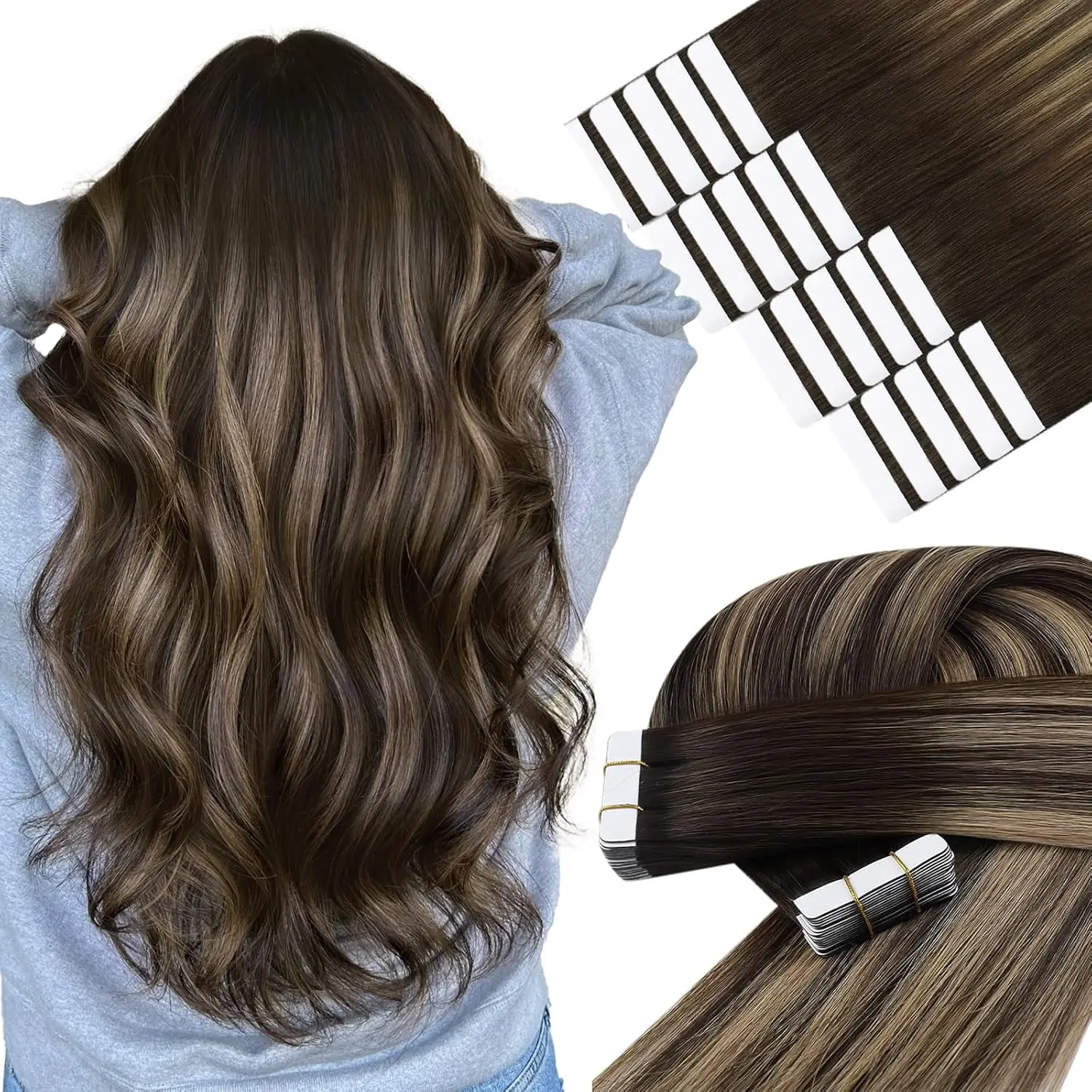YoungSee 12-28 inches Tape in Hair Extensions Human Hair Soft and Lightweight Hair Extensions for Women Tapeins  100% Real Human Hair Hair extensions Summer braids half wig summer hair style  #summerwins #DealsForYouDays