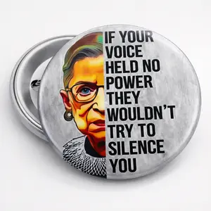 RBG Pin Buttons in 3 Sizes- Activism Accessory, Political Protest Pin