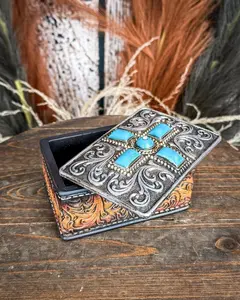 Turquoise Cross Trinket Box