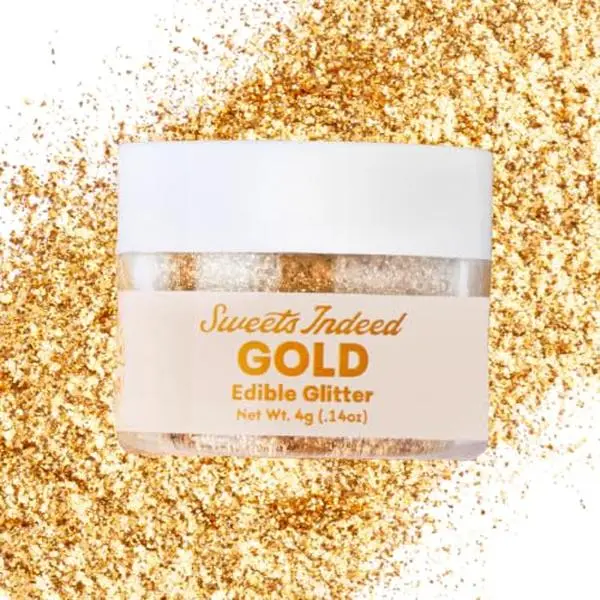 Sweets Indeed Edible Glitter, Perfect for Drinks, Cocktails, Beverages & Cake Decorating, Dessert Cake Topper, 4 grams (Gold 4g)
