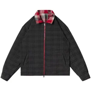 REVERSIBLE QUILTED FLANNEL JACKET - RED/GREY