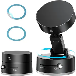 360° Vacuum Magnetic Suction Phone Holder, 2026 New Strong Magnetic Foldable Phone Holder, Double-Sided Vacuum Foldable Phone Mount for iPhone 16/15/14/13/12 Car/Mirror/Gym/Kitchen, Black