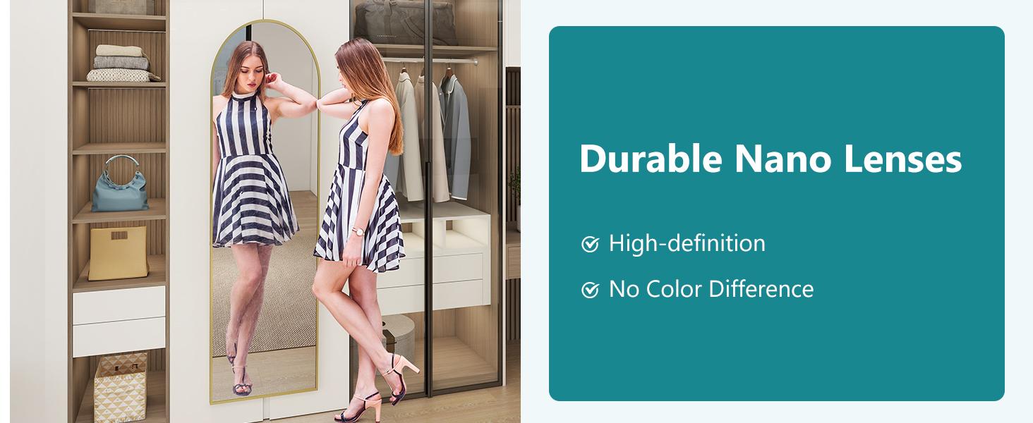 【Deal】Full Length Mirror Hanging or Leaning Against Wall, with Stand Aluminum Alloy Thin Frame for Living Room Bedroom Decorating Home