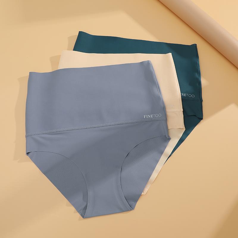 FINETOO 4pack Underwear for Women High Waisted Nylon Brief Spandex Minimlist No Show Womens Bikini Seamless Bridal Lingerie S-3XL