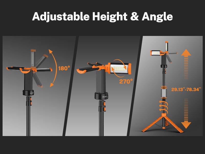 OGERY 10000mAh Camping Light with Power Bank - Rechargeable 2200 Lumens Dimmable Work Light, Emergency Light & Detachable Tripod (1.75-6.5 Ft) for Outdoor, Hiking, Home & Emergency