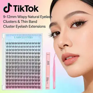 Natural Wispy Lash Clusters 9-12mm | Ultra-Thin Invisible Band DIY Eyelash Extensions, Soft & Lightweight for All-Day Comfort