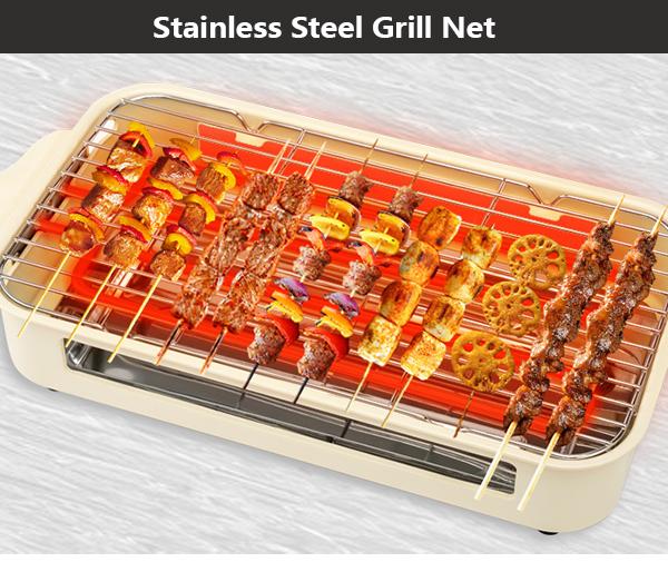 Pukomc Green Indoor Smokeless Grill, Non-Stick Cooking Removable Plate, Portable Electric Korean BBQ Grill with Temperature Control, Dishwasher Safe