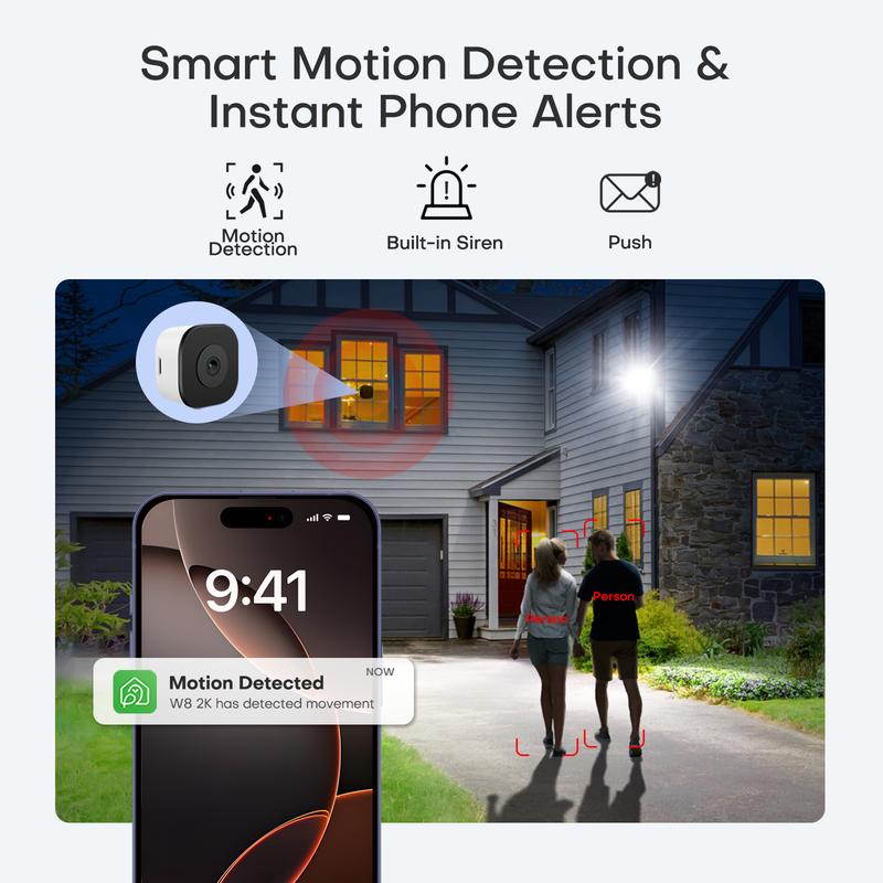 HomiQ AI 3K 5MP Magnetic Window Camera, 2.4/5GHz Dual-Band WiFi Indoor Security Camera, Color Night Vision, AI Smart Video Search & Auto Highlights, 24/7 Recording, Motion Detection, Easy Install Phone & SD