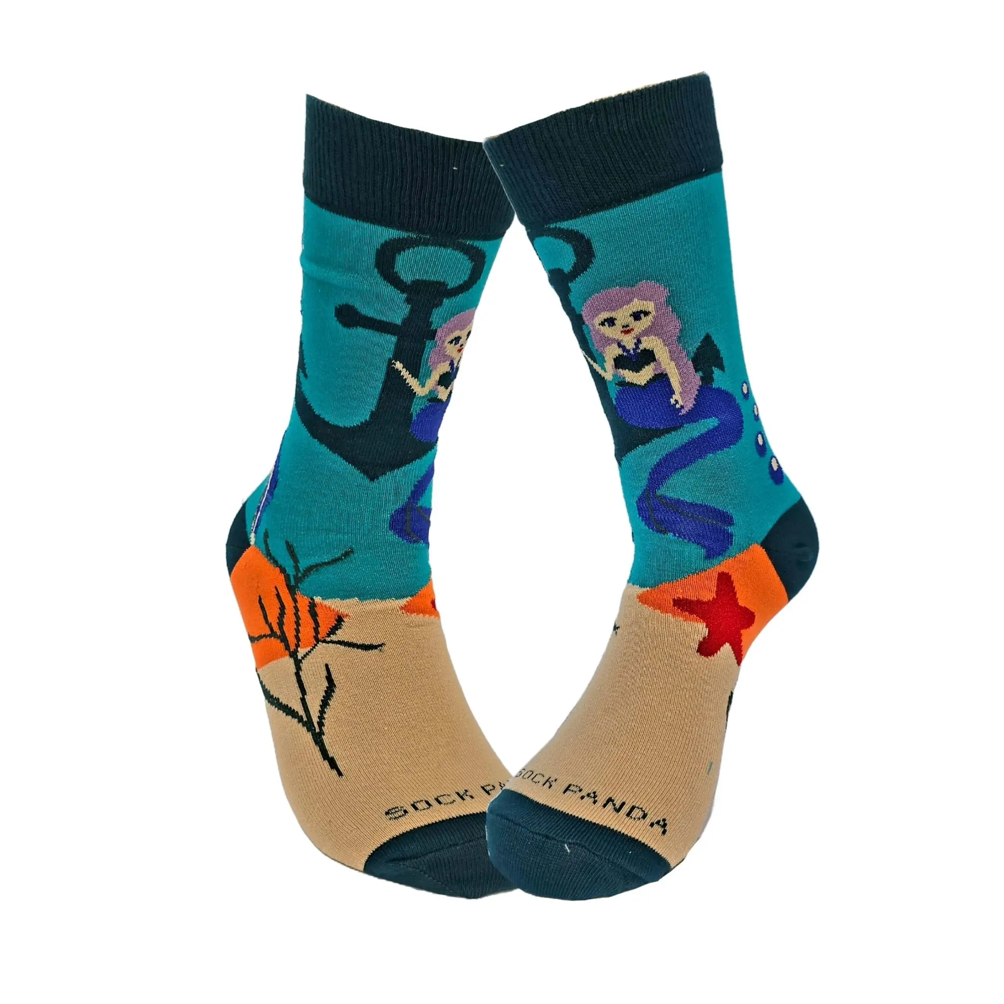 Mermaid Sitting on an Anchor Socks (Adult Medium - Women's Shoe Sizes 5-10)