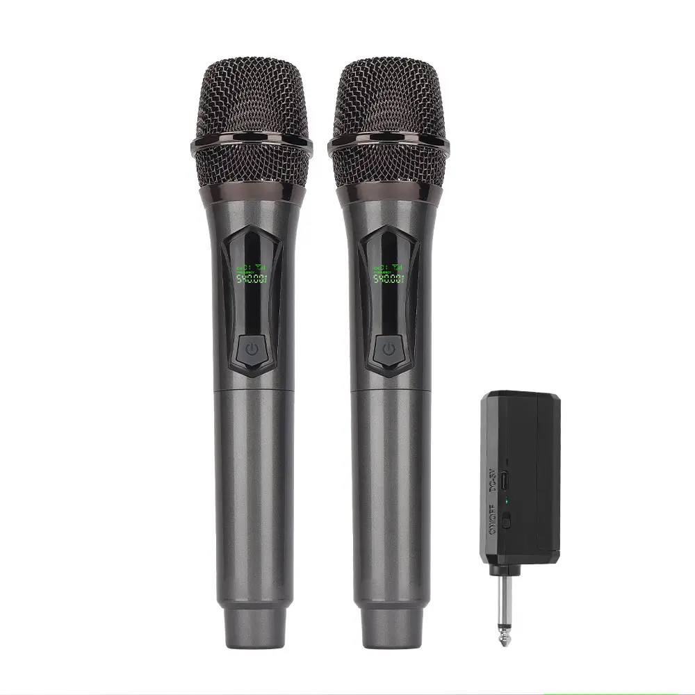 LMBGM W7 [2 Mic] 2.4G Wireless Connection Handheld Microphone for Home Karaoke & Speaker, 30M Range Rechargeable USB Charging Dual Mic for Family Party Wedding Church, 6.35mm Jack (NOT for Phone/PC)