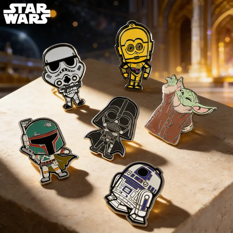 Star Wars Officially Licensed Collectible Enamel Pins Novelty Jewelry Anti Rust Metal Brooch Zinc Alloy Pin Anime Backpack Pin Jacket Lapel Pin Collectible Merch Gift 1Pc Darth Vader Stormtrooper C-3PO R2D2 Boba Fett Grogu