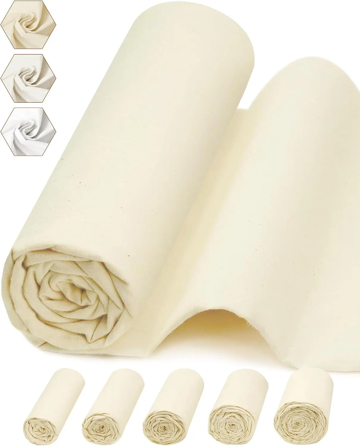 FIVEIZERO 100% Cotton Muslin Fabric by The Yard,63in x 1Yards Unbleached Natural Cotton Material–Medium Weight Beige Calico Fabric for Sewing,Quilting,Embroidery,Crafts & Apparel Projects
