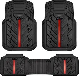 CAR PASS Tire Tread DeepDish Rubber Floor Mats，Heavy Duty car mats， Universal XL~M ，Fit for Truck SUV Vehicle Automotive, Waterproof car mats 3 Piece