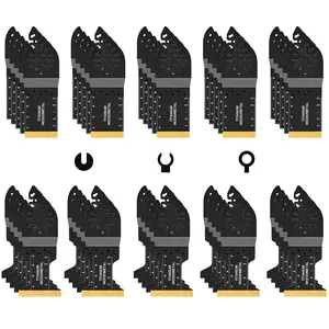 50 PCS Multitool Blades Oscillating Tool Blade, Universal Titanium Oscillating Saw Blades for Metal Nails, Wood and Plastic, Multi Tool Blades Kits Fit Most Models