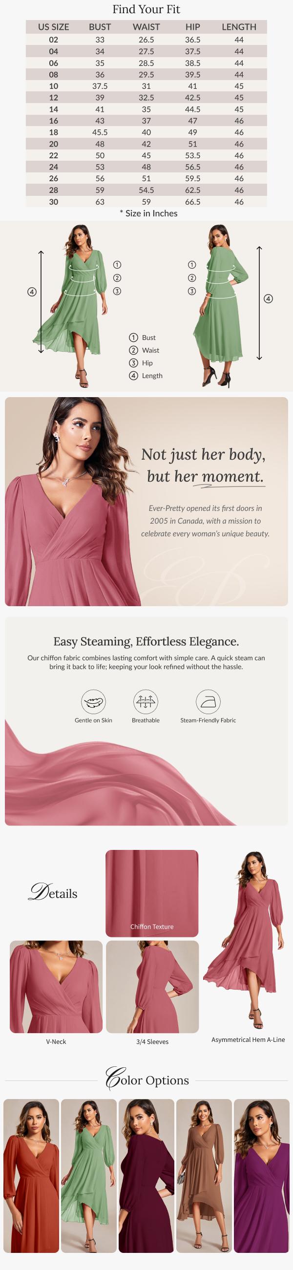 Ever-Pretty Spring dress,Fall Long Sleeves Elegant & Flattering Chiffon Midi Dress with Deep V-Neck, Puff Sleeves and Asymmetrical Hem – Size Inclusive for Special Occasions ,Wedding Guest Dress ,Fall wedding dress,Holiday dress 01926 Ever-Pretty Spring dress,Fall Long Sleeves Elegant & Flattering Chiffon Midi Dress with Deep V-Neck, Puff Sleeves and Asymmetrical Hem – Size Inclusive for Special Occasions ,Wedding Guest Dress ,Fall wedding dress,Holiday dress 01926