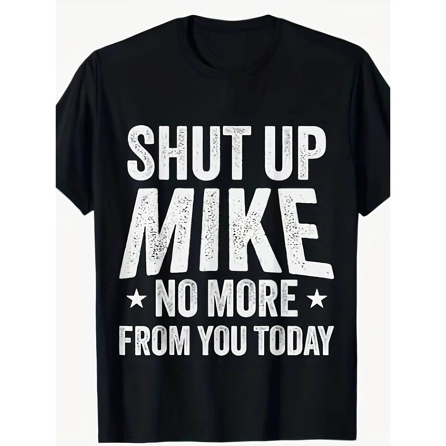 Funny 'Shut Up Mike' Graphic T-Shirt for Men & Women - 100% Retro Tee with Bold White Print, Machine Washable Casual Shirt, S-XXXL Sizes for Year-Round Wear, Gym, Parties & Everyday Outfits Oversized Streetwear Basic Menswear