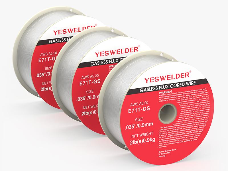 YESWELDER E71T-GS Gasless Flux Core MIG Welding Wire | 3 Packs 2LB Spool .030"/.035" Diameter Self-shielded Mild Carbon Steel MIG Wire