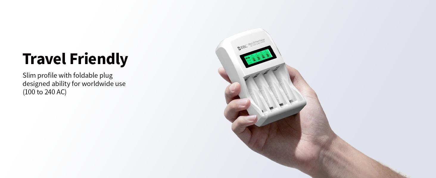EBL Rechargeable AA AAA Batteries &  Individual Battery Charger Kit