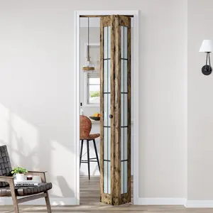 EASELIFE- Bi-Fold Door Glass And Manufactured Wood Bi-Fold Door With Installation Hardware Kit