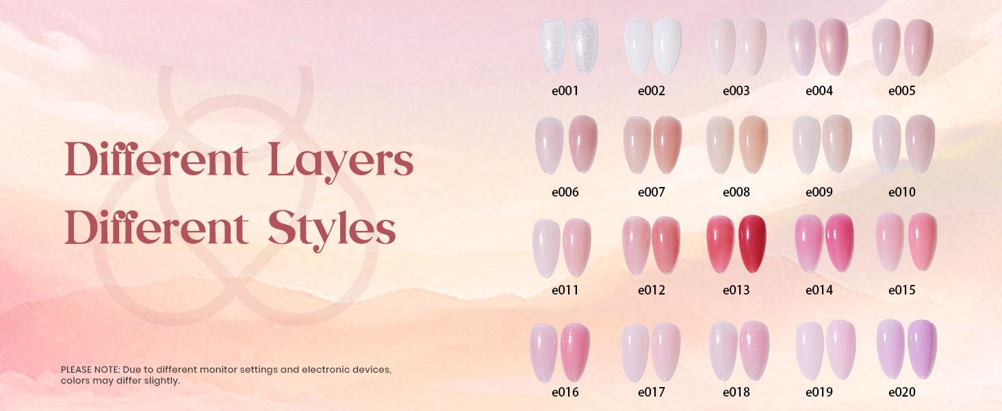 Beetles Pink Nude Gel Nail Polish Set with Base&Top Coat - Sheer Glitter, Soak Off, DIY Manicure, Neutral Jelly Pink, Nails at home DIY Nail Cutics Cosmetic