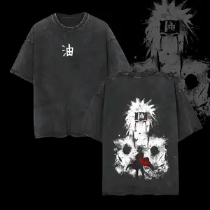 Retro Heavy Limited Legendary Sannin Jiraiya - Naruto Anime Double Printed Vintage  Washed Tee Unisex Oversize Anime Manga Washed Heavyweight Cotton T-shirt, Gift For Anime Fan Lover