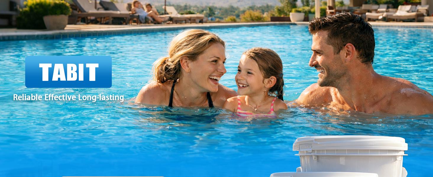 TABIT 3" Chlorine Tabs for Swimming Pool, Spa and Hot Tub, Slow Dissolving Tablets for Consistent Chlorination and Long-Lasting Protection