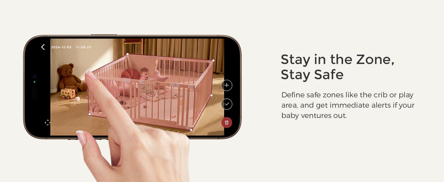 Momcozy Smart WiFi Baby Monitor with Camera and Audio, 5" 1080P Screen with Wall Mount, Motion & Cry Detection, Safe Fence, Clear Night Vision, 5000mAh Battery, 2-Way Talk, Photo & Video Recording