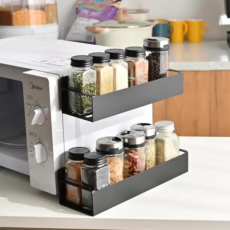 Bepatio 2/4 Pack Magnetic Storage Rack - Spices Organizer - Easy Install, No Drilling, Wall Mount Spice Rack, For Kitchen, Bathroom, Refrigerator, Microwave & Washing Machine Storage