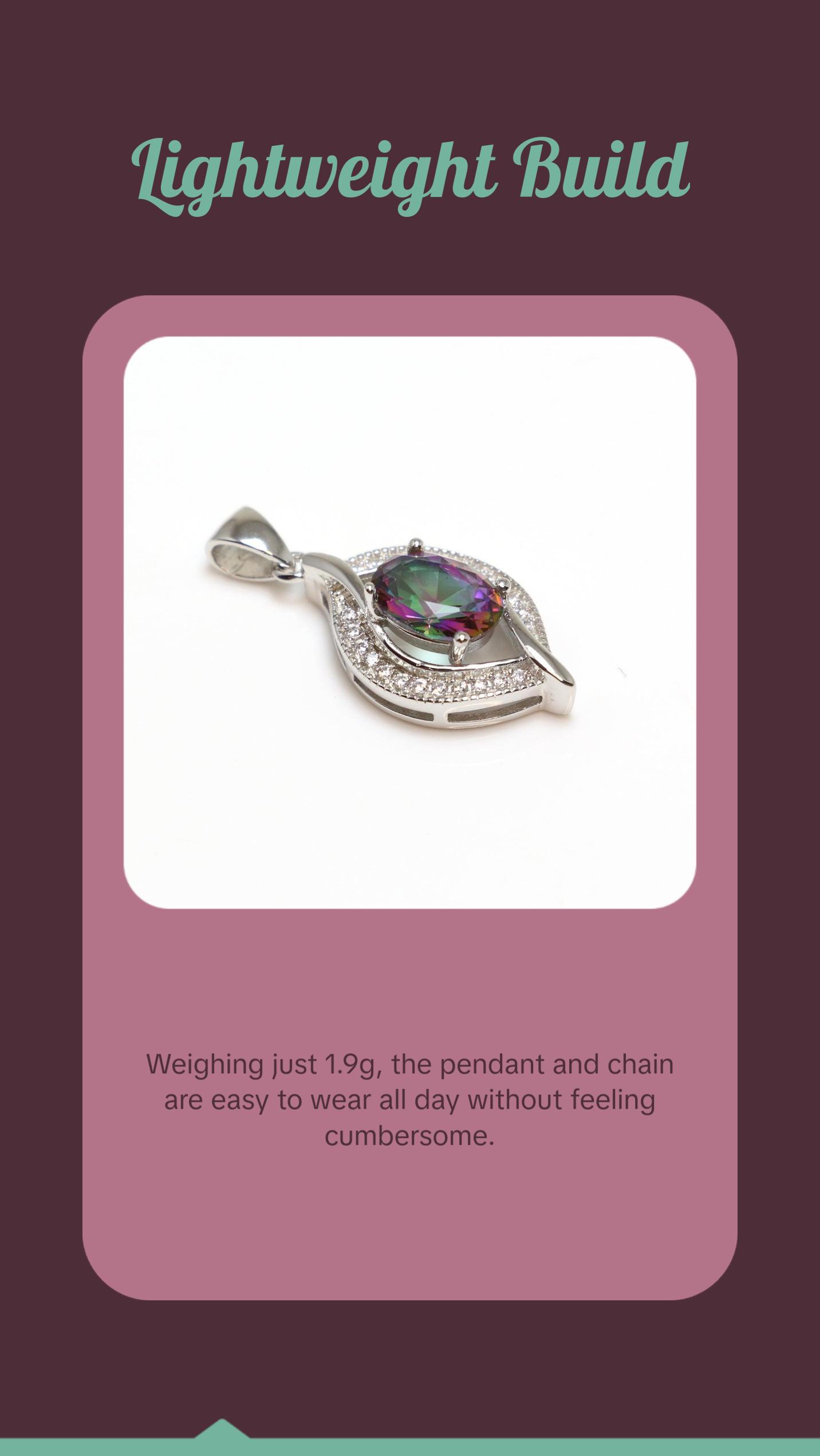 925 Sterling Silver Mystic Topaz Pendant Necklace