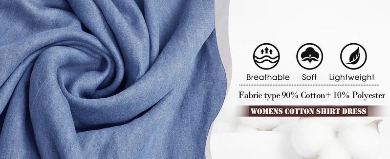 utcoco Denim Dress for Women 2026 Casual Loose Long Sleeve Classic Vintage Button Down Jean Shirt Dresses with