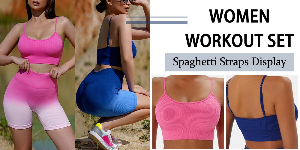 FINETOO 4pcs Workout Sets for Women Ribbed Crop Tank Shorts Active Gym Exercise High Waisted Sports Yoga Outfit Fashion ootd Women Comfortable Set XS-L