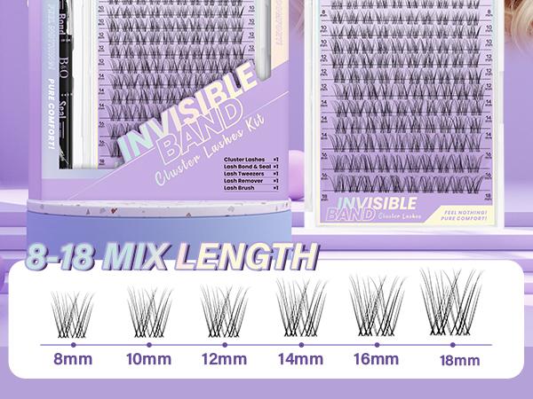B&Q Flora Kit l Airy Natural Wispy Look,Featherlight Weightless Feel,C Curl Invisible Band 8-18mm Beginner Friendly DIY Eyelash Extensions at Home Makeup Cosmetic Valentine Gif