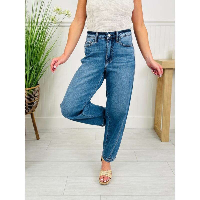 Judy Blue Fresh Curve Barrel Jeans