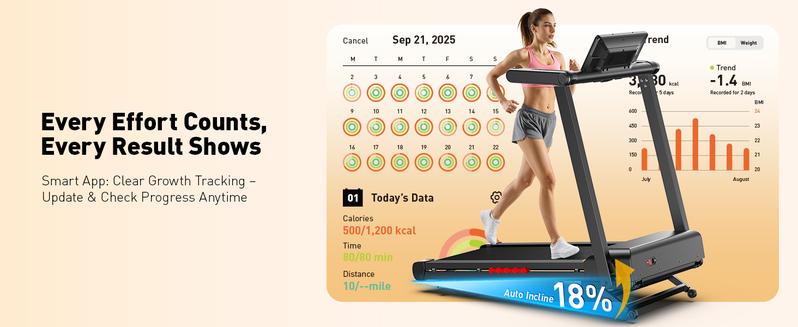 【Premium New Drop】18% Auto Incline Treadmill, 400 LBS Capacity Folding Treadmill with 4.5HP Quiet Motor, 18" Wide Running Belt, 12 HIIT Programs & App Control for Home Gym