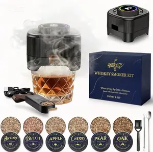 ANGRYICY Electric Whiskey Smoker Kit ---Valentines Gift With torch ,Best whiskey Gifts for men ,Six Woods chips--Infuse Rich Somkey Flavors in Bourbon Old Fashioned&Cocktails,Birthday Gifts for Dad