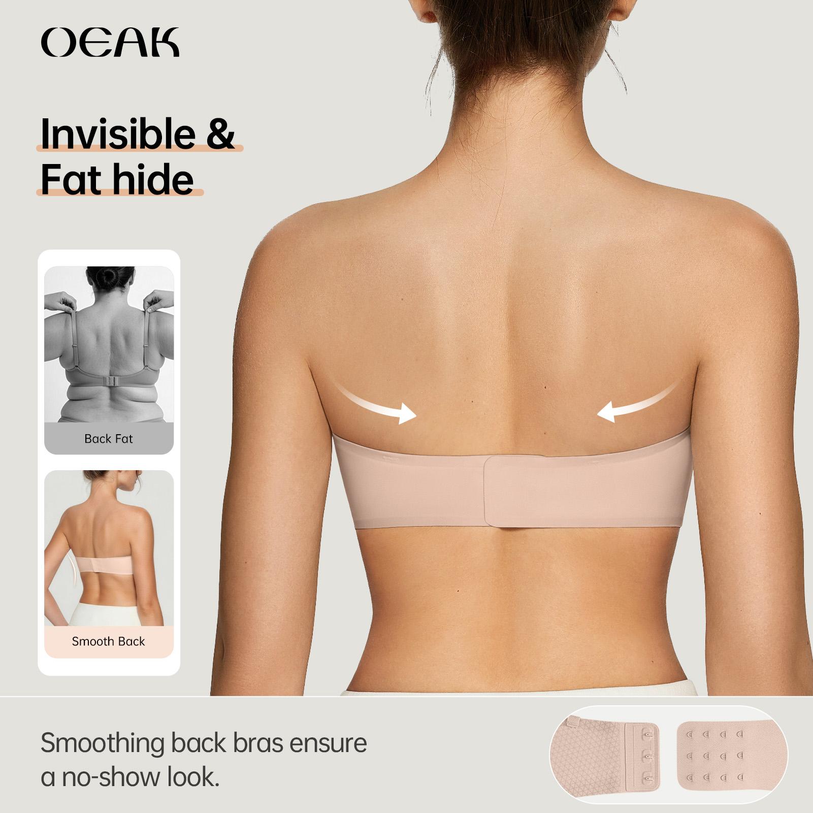 OEAK Womens Strapless Bras Push Up Bandeau Bra Non Slip Wireless Supportive Padded Bras Seamless Comfortable Tube Jelly Bra