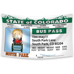 state of colorado, bus pass, south park lane  40x60 INCH Funny Flag For College Dorm Room Decor, Bedroom, Living Room, Man Cave Decoration Design Wall Hanging Public Places Outdoor Crisp Graphics Polyester Patio Double Stitched Rich Colors Print