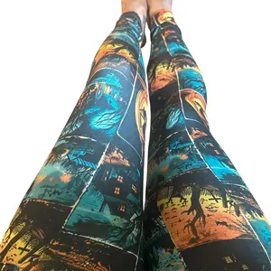 Women's Ultra soft Pocket leggings, Haunted House Print