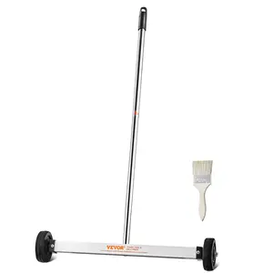 17-inch Mini & 45Lbs Rolling Magnetic Sweeper with Wheels: Adjustable Handle for Mini 10 lbs Capacity, Push-Type for 18-inch Large Magnet Pickup, Telescoping Handle, Easy Cleanup Solution for Workshop, Garage, Yard
