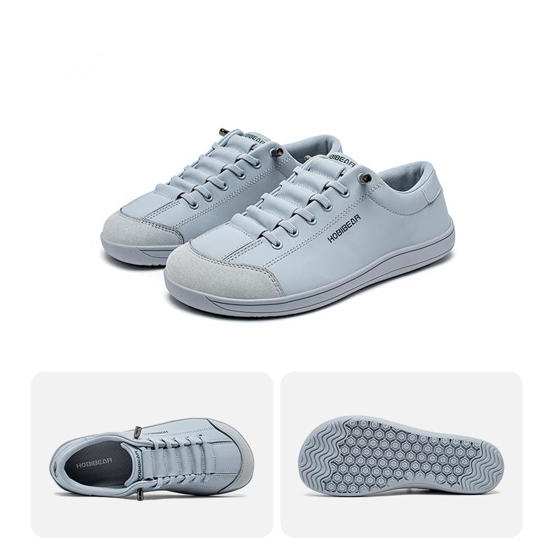 HOBIBEAR Leather Barefoot Shoes for Men & Women Simple Wide Toe Zero Drop Sneakers Lightweight for Running Walking & Fitness