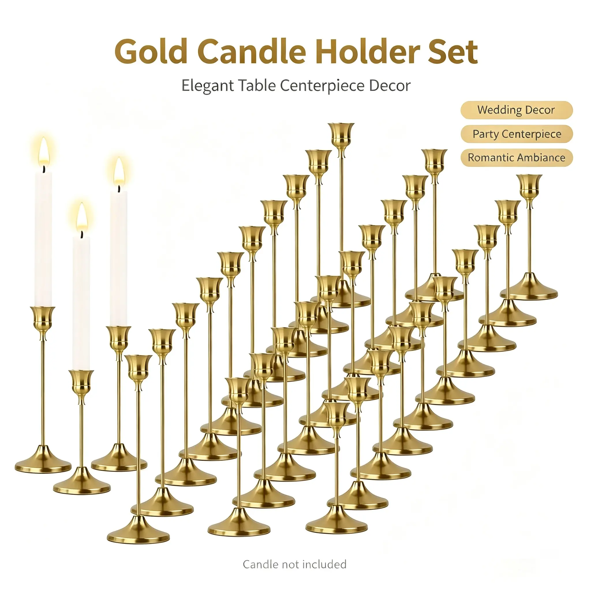 30Pcs Metal Cup Candle Holders, Votive Tealight Cups for Real & LED Candles, Table Centerpieces for Wedding, Christmas, Fall, Halloween, Ceremony, Birthday & Home Decor, Candles Not Included