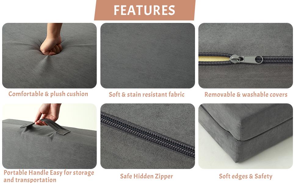 【GARVEE】Creative Modular Toddler Sofa Set: 8-Piece Grey Couch for Bedroom and Playroom with Over 8 Configurations for Versatile Seating and Play