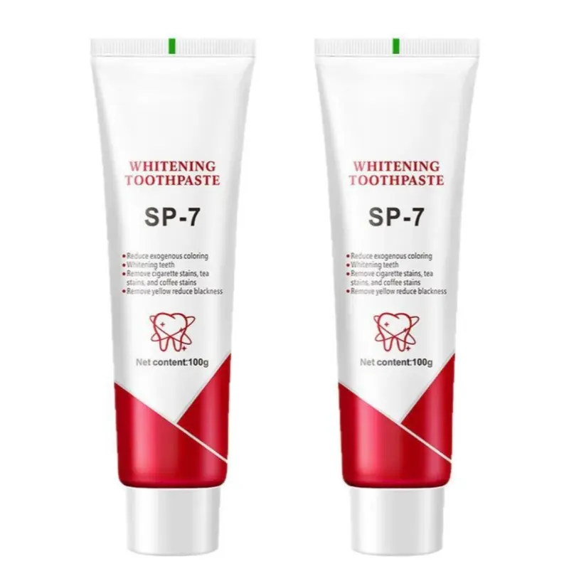 SP-7 Whitening Toothpaste 2pcs with Active Probiotics 100g Each Helps Fight Stains Maintain Whiteness for Oral Hygiene