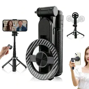 2026 New 4-in-1 Multifunctional Magnetic Selfie Stick 360° Rotation Compact Stylish with Wireless Bluetooth Control Magnetic Phone Holder for Selfies Video Recording Vlogging Compatible with Most Phone Modes Tripod Stabilizer ，Max extend to 14.96 inches