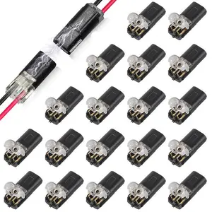 20-Pack 2-Pin Double-Wire Plug-in Connectors for LED Strip Lights, Low Voltage Quick-Connect Plugs with Locking Buckle
