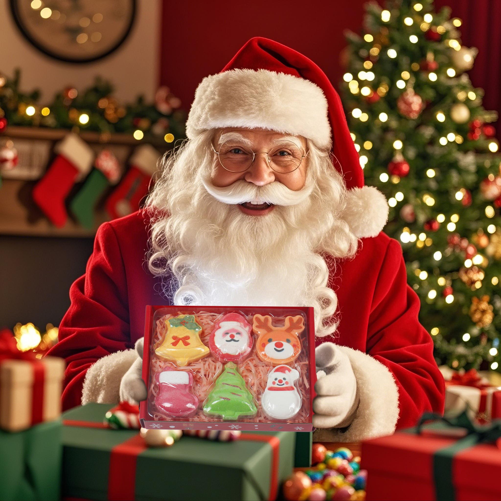 iHave Christmas Bath Bombs Gift Set – 6pcs Festive Bath Bomb Kids Box with Santa, Snowman, Reindeer, Tree, Bell & Stocking. Fizzy Organic Fun for Relaxing Bath Time, Perfect Christmas Bath Bombs for Kids, Stocking Stuffers & Holiday Gifts for Boys & Girls